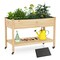 47" Pine Wood Raised Garden Bed with Wheels and Bottom Shelf Outdoor Planter Box with Liner